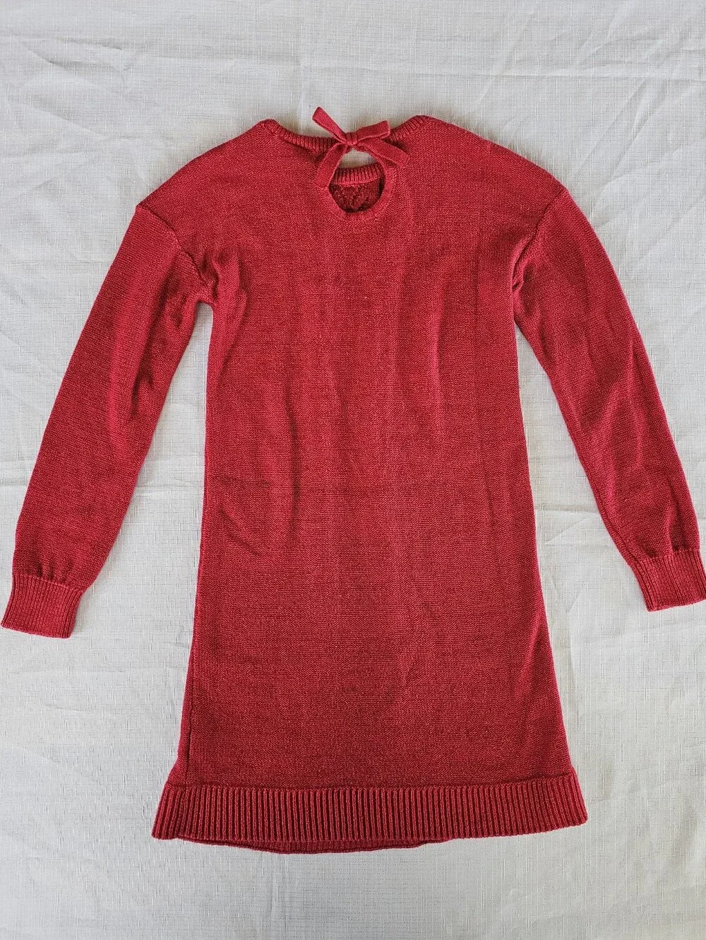 The Childrens Place Girls Sweater Dress Red Cable Knit Metallic Shimmer Sz 10/12